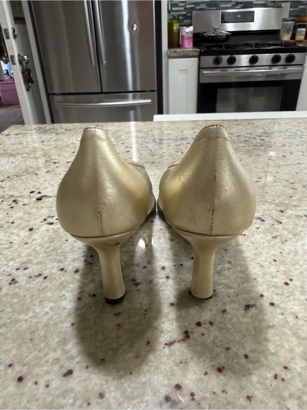 Vintage Saint Laurent Gold Heels Sz 6.5 - Picture 4 of 6